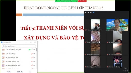 Tiết học NGLL với chủ đề tháng 12 Thanh niên với sự nghiệp xây dựng và bảo vệ Tổ quốc