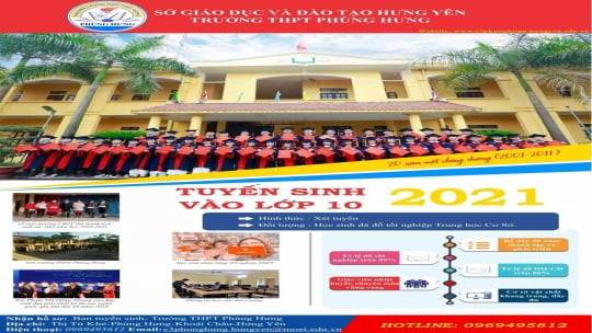 Trường THPT Phùng Hưng tuyển Sinh vào lớp 10 năm học 2021-2022